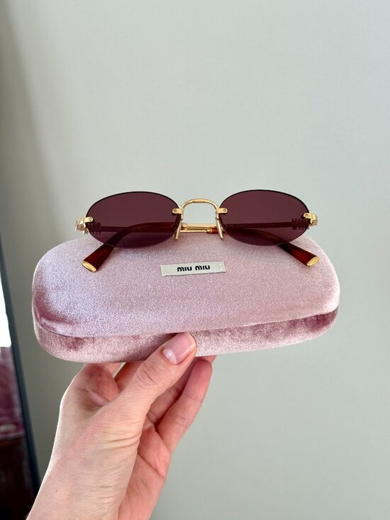 Miu Miu Women Sunglasses Gold Violet Oval MUA54S 5AK20Y NEW AUTHENTIC main image 14